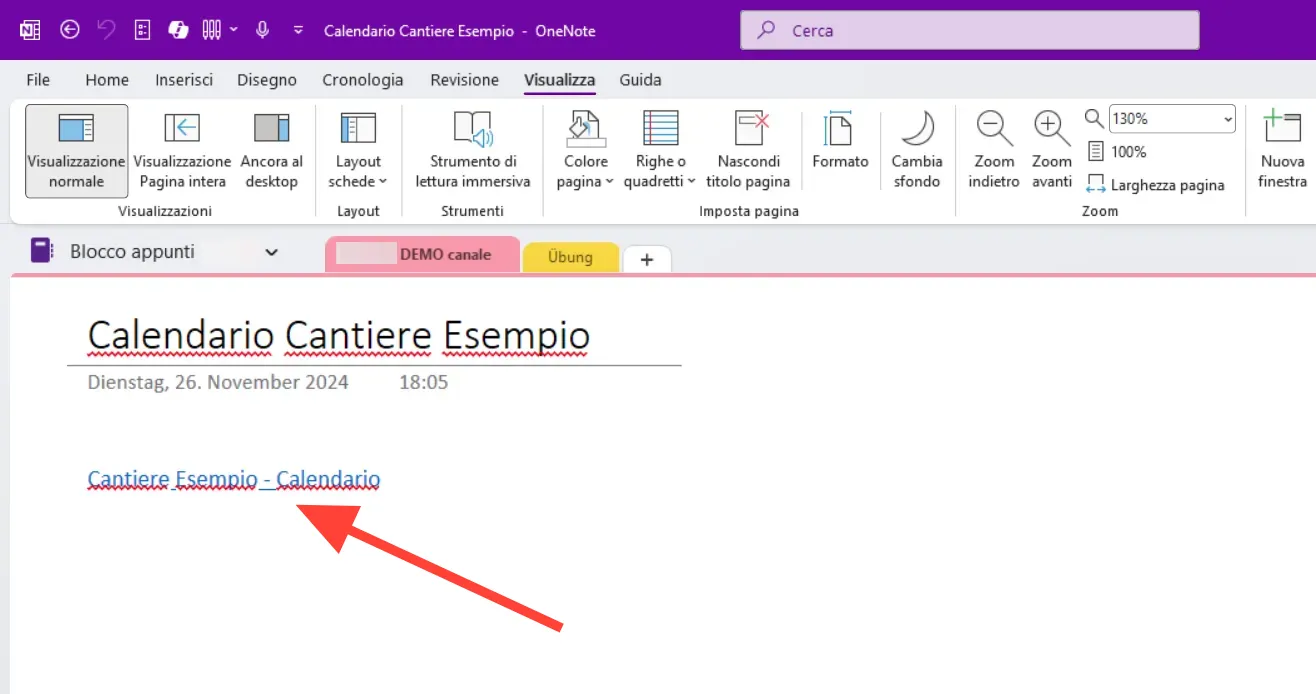 Geöffneter SharePoint-Kalender im Browser mit der Kalender-URL in der Adresszeile zum Teilen.