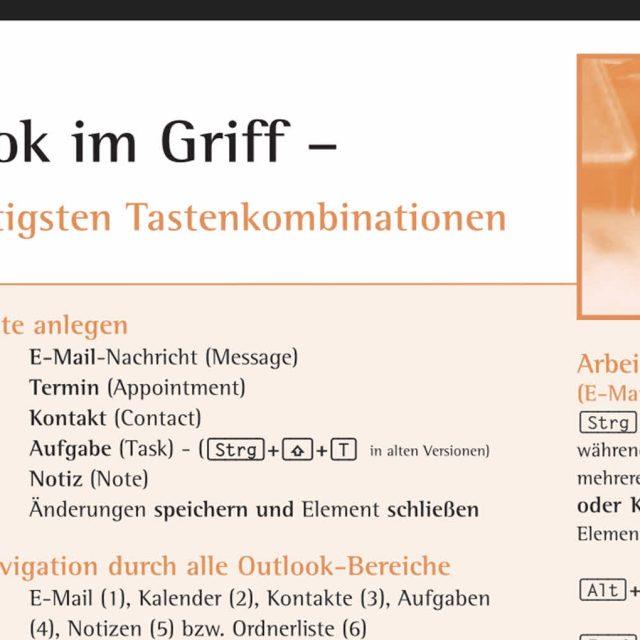 Outlook Tastenposter zu Online-Seminar Zeitmanagement mit Office 365