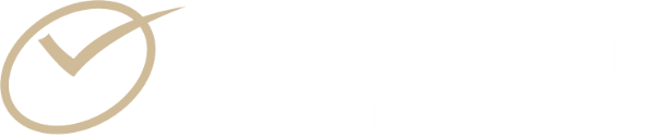 Beigefarbenes Häkchen-Logo als Qualitätssymbol für Office-Videokurse.